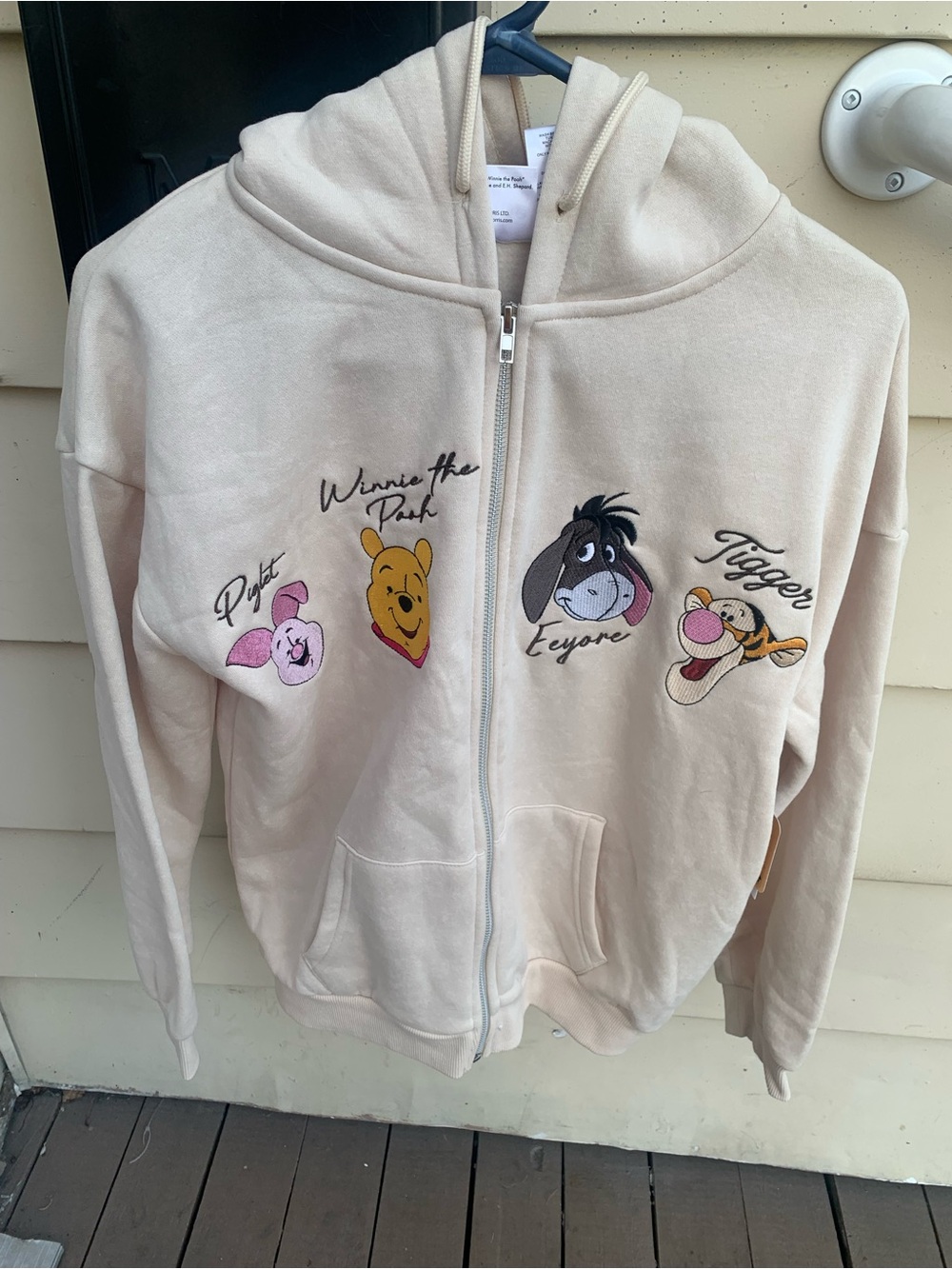 Disney Beige Winnie the Pooh Character Zip Hoodie